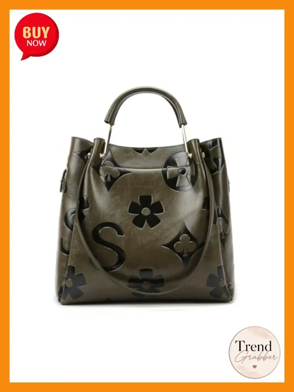 Floral Embossed Vegan Leather Top Handle Handbag Set Large Shoulder Bucket Tote